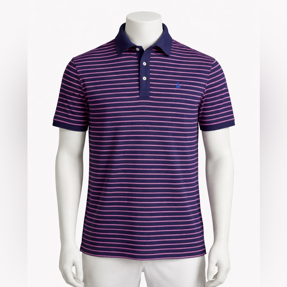 Polo Golf Ralph Lauren Men’s L Pro Fit Navy Pink Striped Pima Cotton Polo